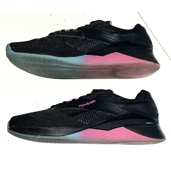 Reebok Mens Size 11.5 Nano X4 Sneakers Black Cyan Pink Gum - Picture 6 of 11